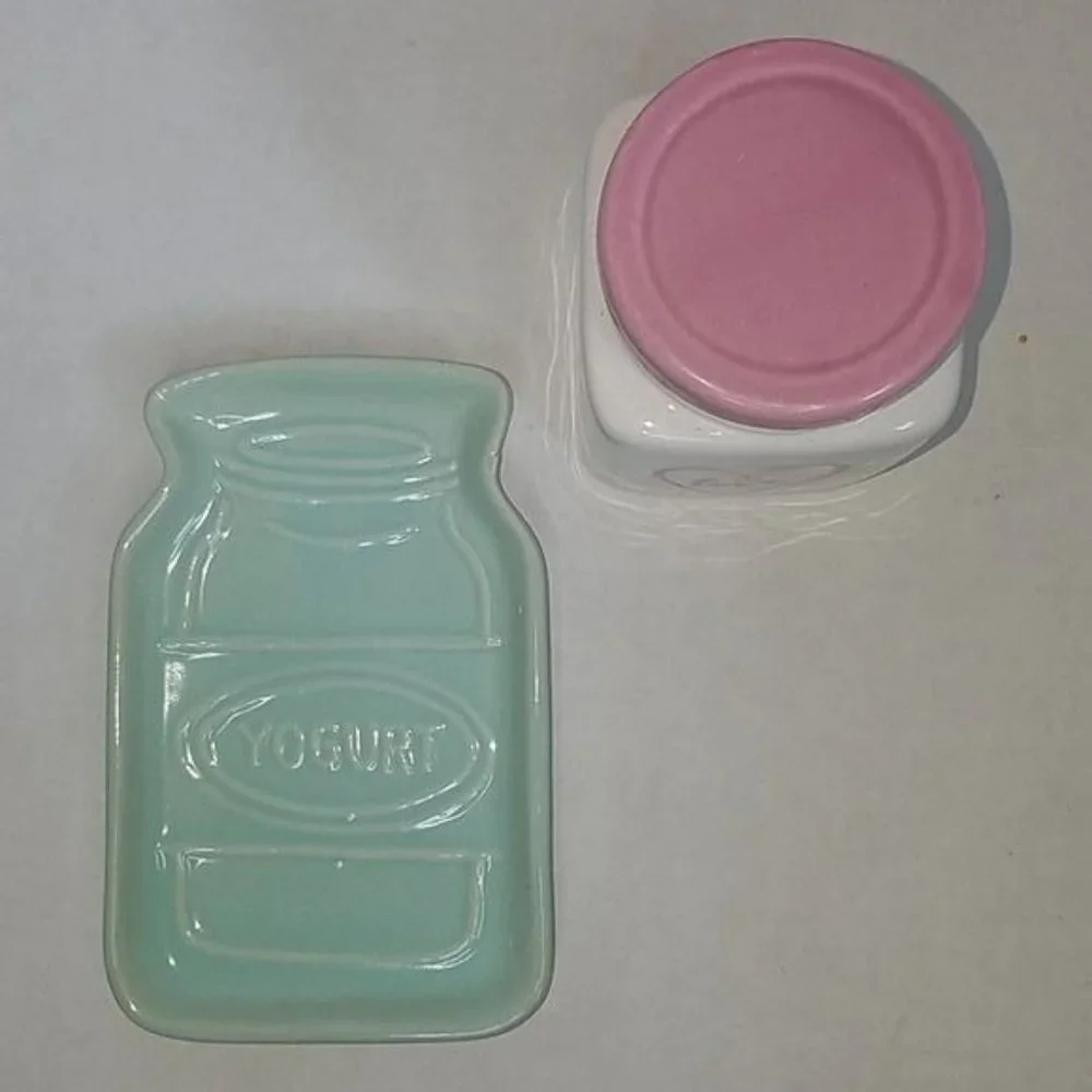 Decorative Jar Dish Soap Jewelry Love Yogurt NWT